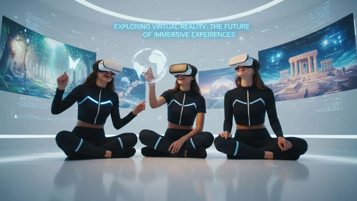 Person using virtual reality headset in futuristic digital environment showcasing immersive technology and interactive experiences