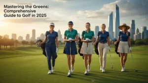 Golfer teeing off on a championship course in 2025 with modern golf gear and scenic fairway backdrop