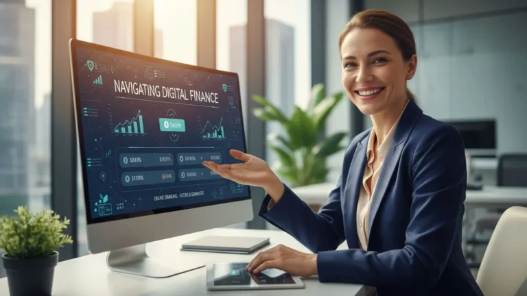 User accessing online banking dashboard on mobile device with secure digital finance tools and global transaction features in 2025