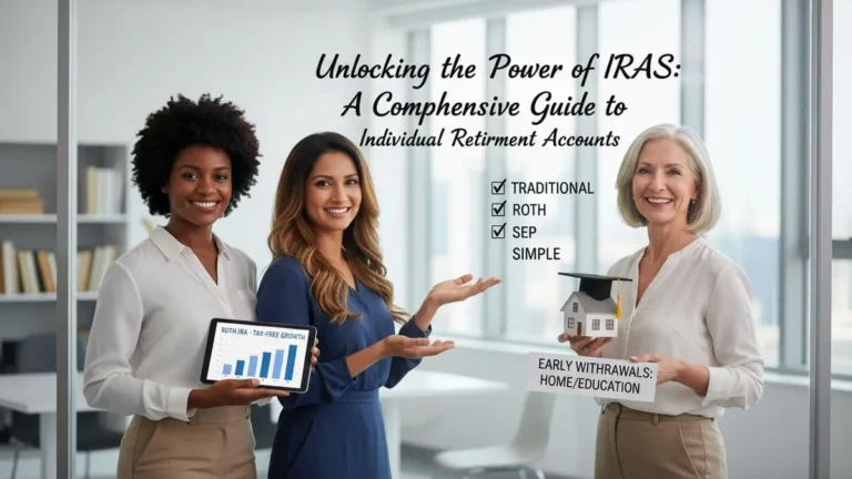 IRA retirement planning concept with financial documents, calculator, and investment growth chart for 2025