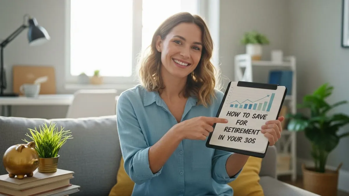 Young professional planning retirement savings strategy in their 30s with financial goals and investment tools